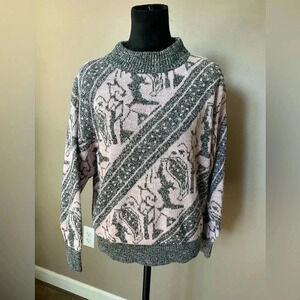 NEW ERA 80s vintage pullover sweater light pink gray women’s S acrylic EUC RaD